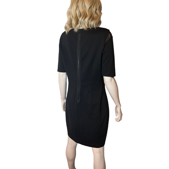 T Tahari Dilana Dress Rayon Blend Sheath Scuba Ashen Mesh Inserts Stretch Lined - Picture 10 of 16